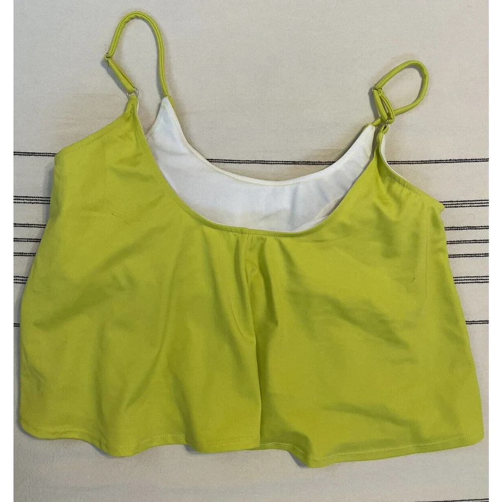 Kortni Jeane Lime Green Swing Swim Top Medium Tankini Q2 - Picture 2 of 4